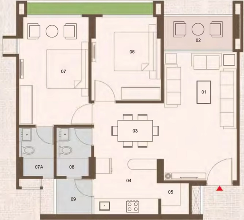 2 BHK Flat in Apurva Aasthaa Onyx in Memnagar, Ahmedabad - Image 906864