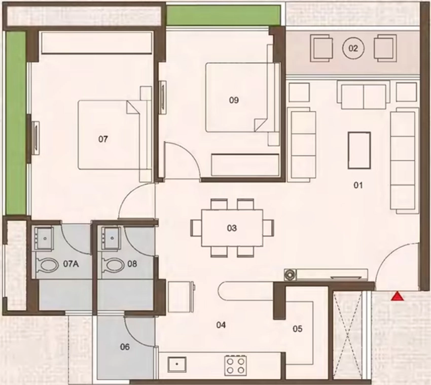 2 BHK Flat in Apurva Aasthaa Onyx in Memnagar, Ahmedabad - Image 906865
