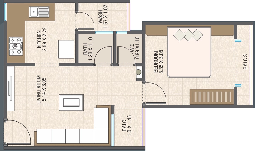 1 BHK Flat in Ujma Ibrahim Heights in Gorwa, Vadodara - Image 906905