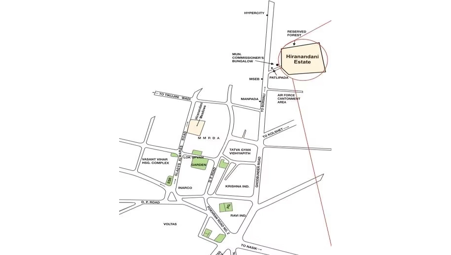 Location of Hiranandani Tribeca in Ghodbunder Road, Thane - Image 381490