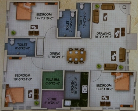 3 BHK Flat in Vasudeva Blue Sapphire in Delatoli, Ranchi - Image 908416