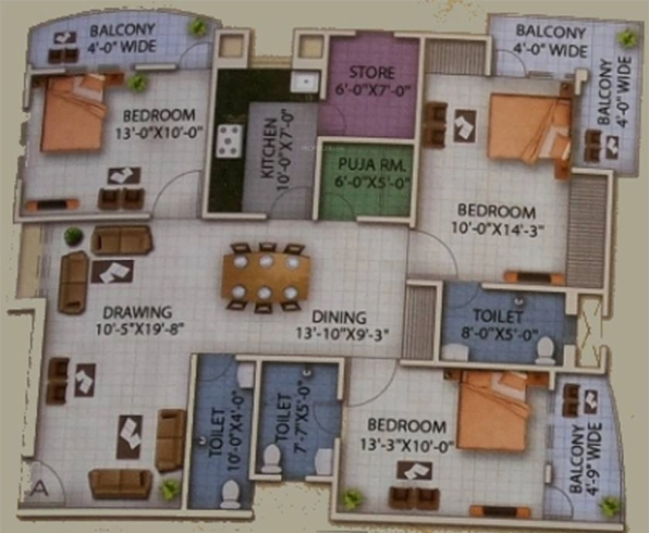 3 BHK Flat in Vasudeva Blue Sapphire in Delatoli, Ranchi - Image 908417