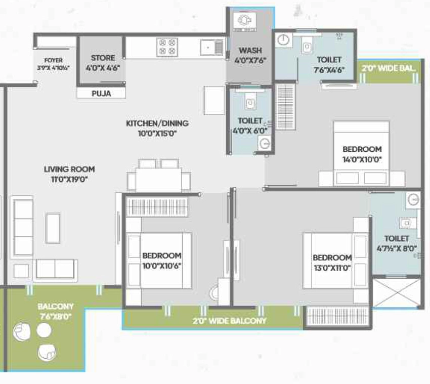 3 BHK Flat in Nyalkaran Shree Siddheshwar Holyland in Sama Savli Road, Vadodara - Image 906906