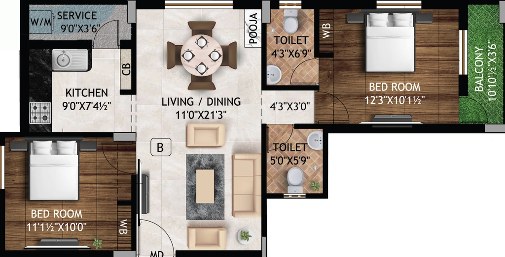 2 BHK Flat in Viceroy Vaikunth in Mugalivakkam, Chennai - Image 906916