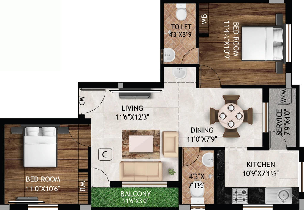 2 BHK Flat in Viceroy Vaikunth in Mugalivakkam, Chennai - Image 906917
