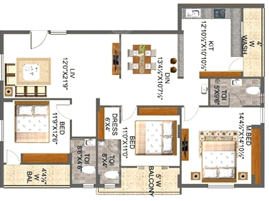 3 BHK Flat in Durga Towers in Kondapur, Hyderabad - Image 907054