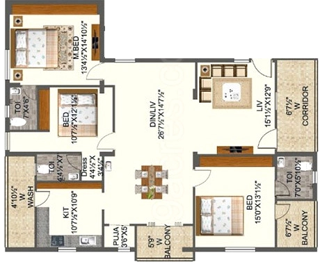 3 BHK Flat in Durga Towers in Kondapur, Hyderabad - Image 907055