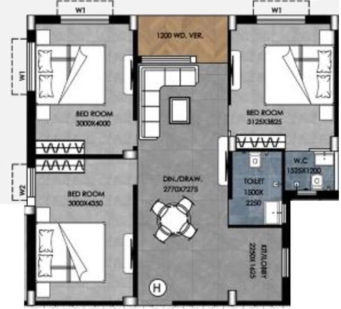 3 BHK Flat in Vinayak Enclave in Teghoria, Kolkata - Image 906957