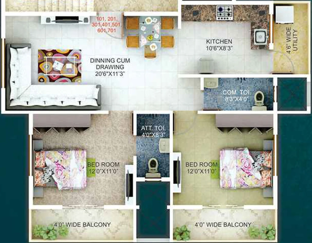 2 BHK Flat in Ficon Green Field in Zingabai Takli, Nagpur - Image 917556