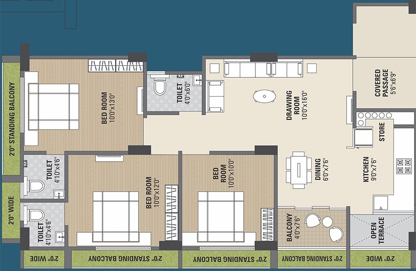 3 BHK Flat in Pushkar Residency in Zundal, Ahmedabad - Image 906962