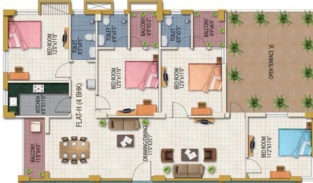 4 BHK Flat in Akshat Laxmi Garden in Howrah, Kolkata - Image 906973