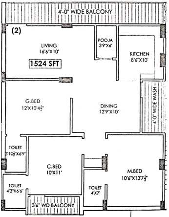 3 BHK Flat in Fido Sri Datta Sai Nivas in Kondapur, Hyderabad - Image 907058