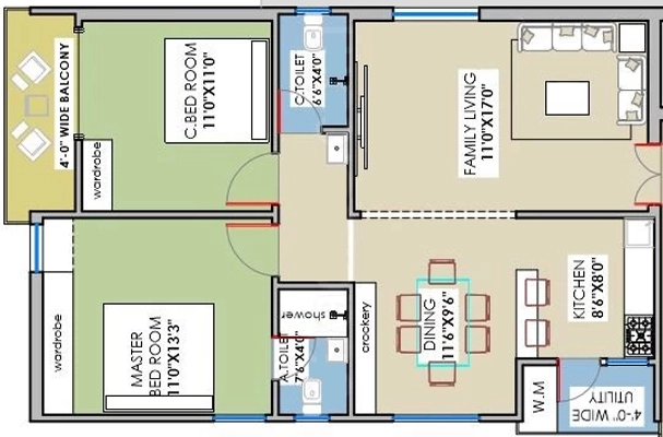 2 BHK Flat in Mahitha Green Oaks in Madinaguda, Hyderabad - Image 907109