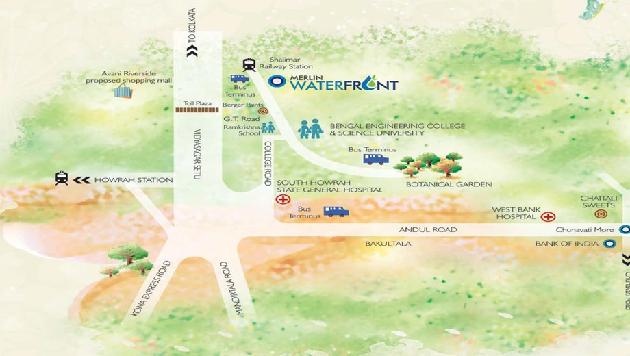 Location of Merlin Waterfront in Howrah, Kolkata - Image 377722
