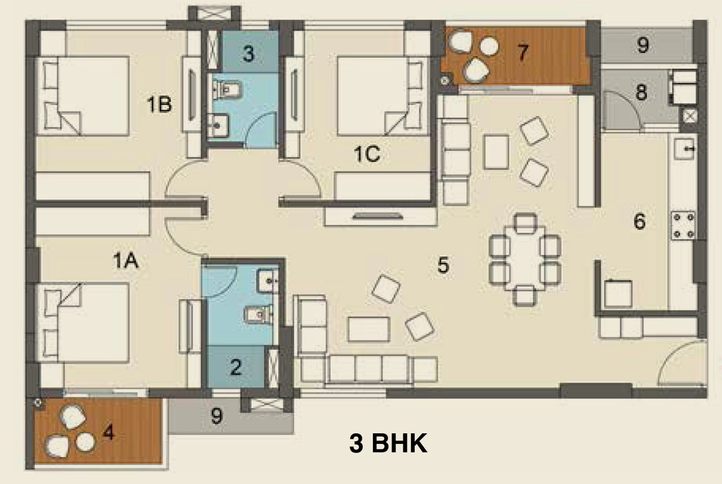 3 BHK Flat in Ambuja Utpalaa The Condoville in Anandapur, Kolkata - Image 907155