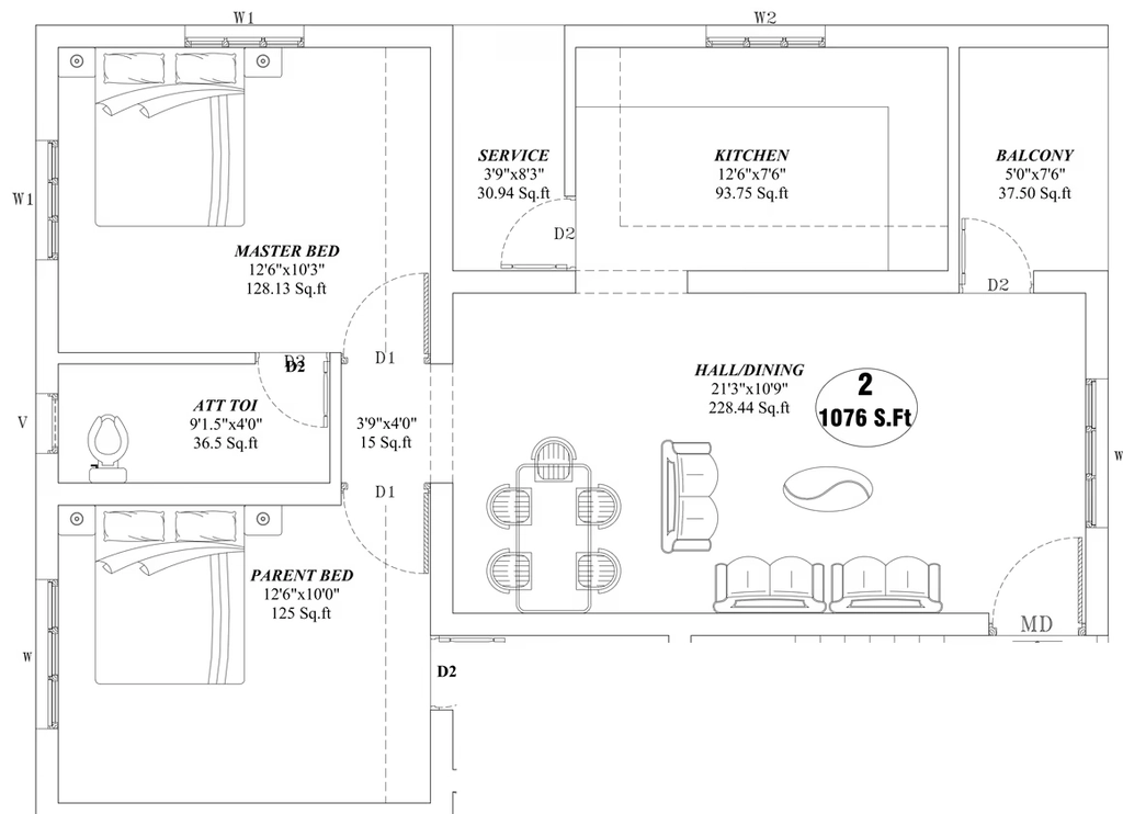 2 BHK Flat in Nathan Park Square in Iyyappanthangal, Chennai - Image 907049