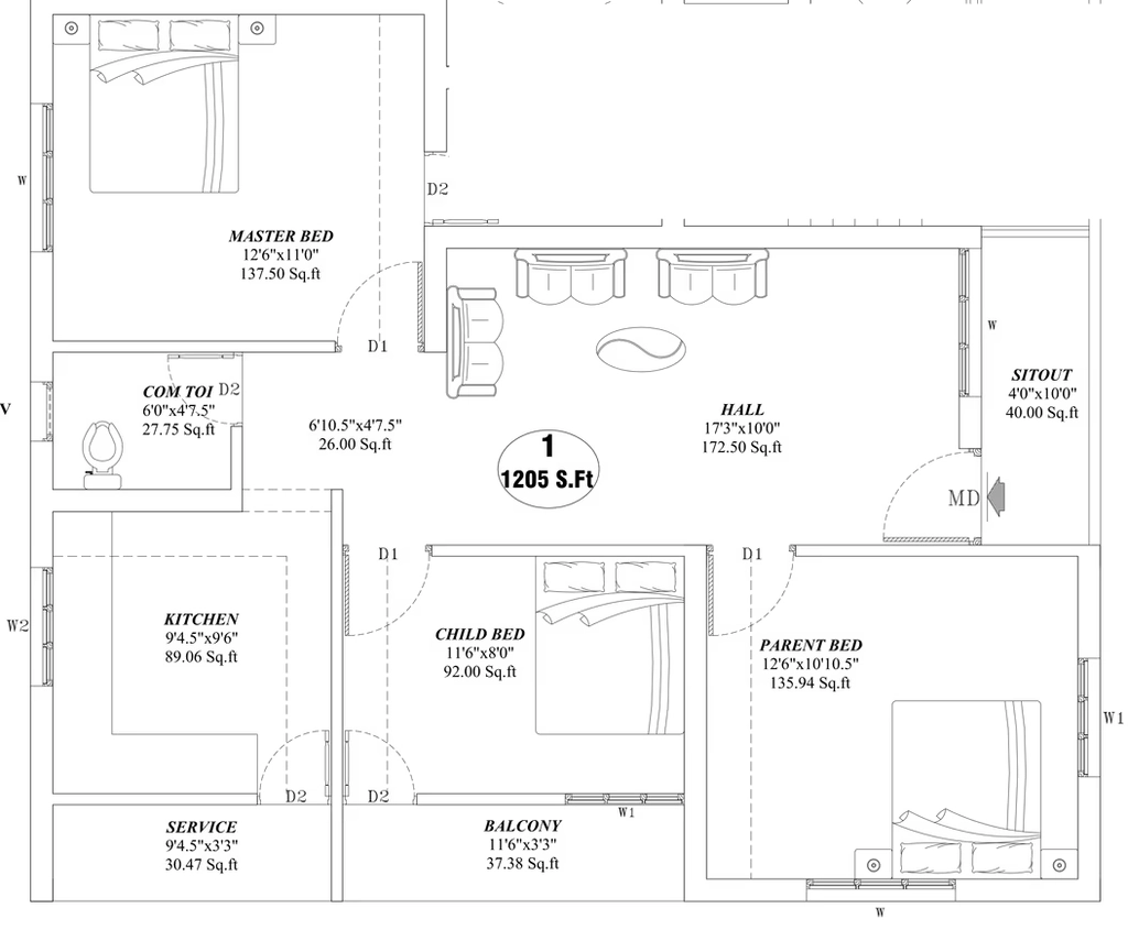 3 BHK Flat in Nathan Park Square in Iyyappanthangal, Chennai - Image 907050