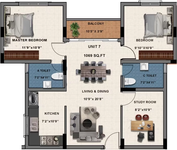 2 BHK Flat in Rajparis Lakeview in Medavakkam, Chennai - Image 907061