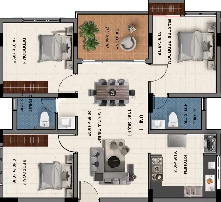 2 BHK Flat in Rajparis Lakeview in Medavakkam, Chennai - Image 907062