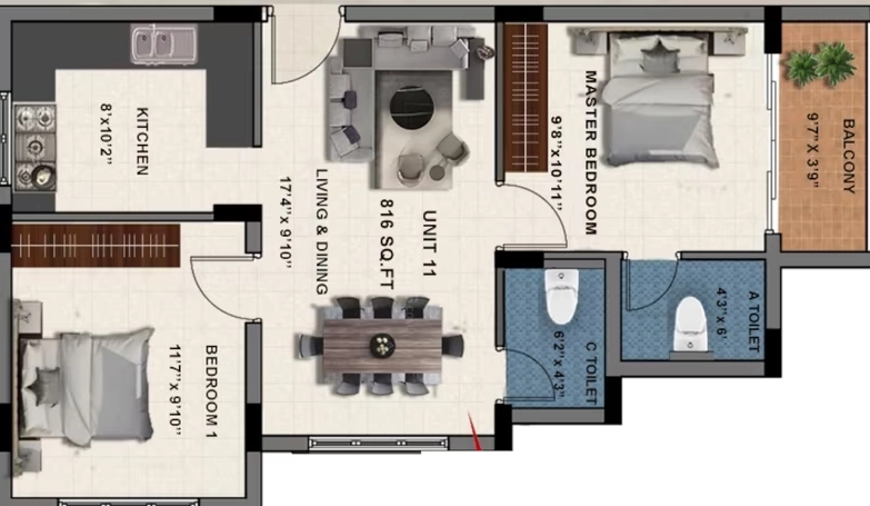 2 BHK Flat in Rajparis Lakeview in Medavakkam, Chennai - Image 907059