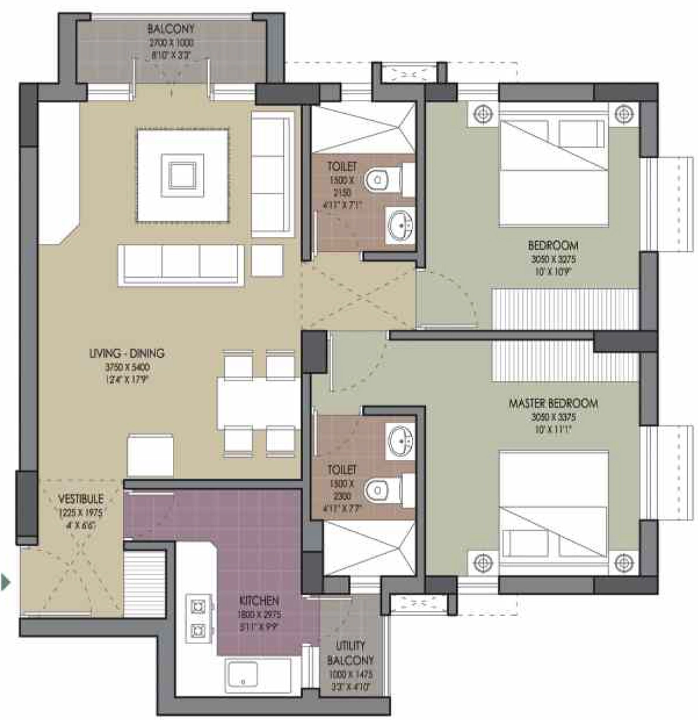 2 BHK Flat in Unitech The Gateway in Santragachi, Kolkata - Image 907064
