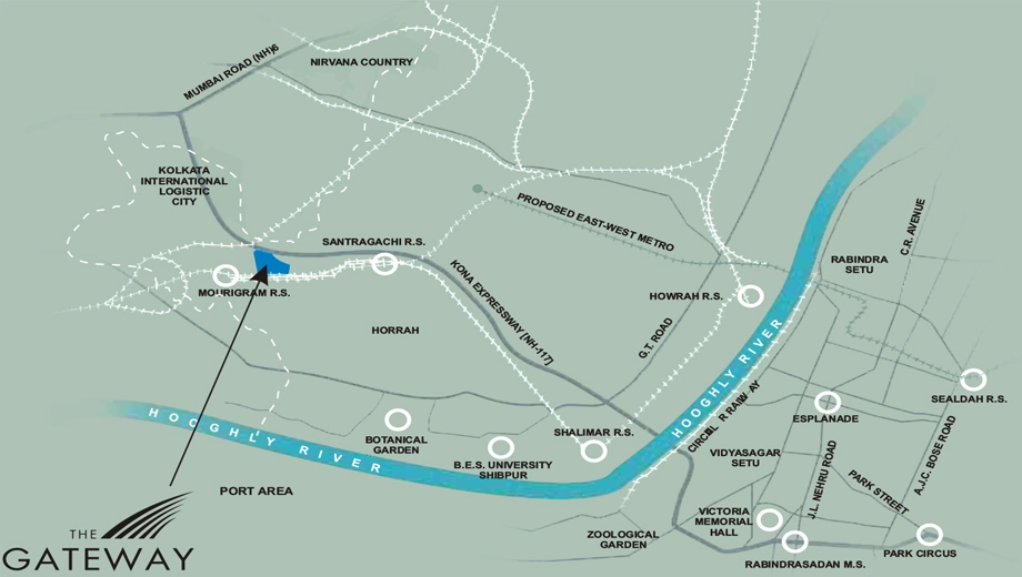 Location of Unitech The Gateway in Santragachi, Kolkata - Image 377799