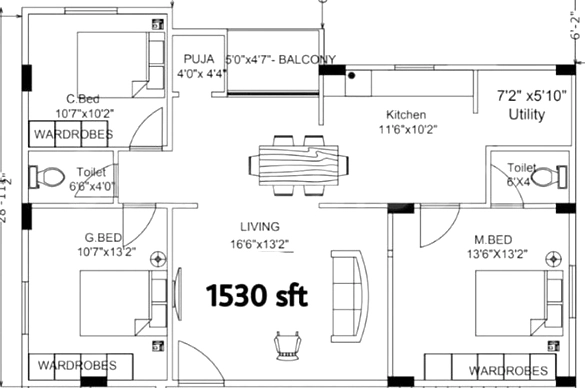 3 BHK Flat in Satya Sekhar Nirvana Platina in Kondapur, Hyderabad - Image 907311
