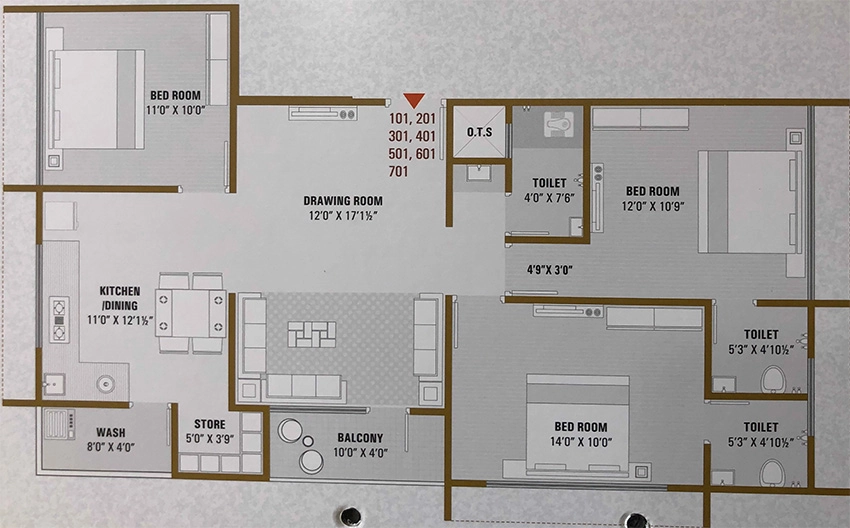 3 BHK Flat in Shiv Shikhar Residency in Nana Chiloda, Ahmedabad - Image 907140