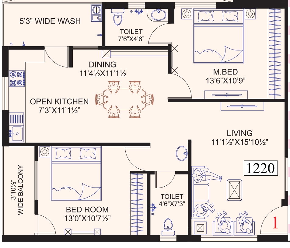 2 BHK Flat in Gauthami Sigma Towers in Kondapur, Hyderabad - Image 907292