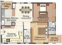 2 BHK Flat in Pranavas Lotus Park in Kondapur, Hyderabad - Image 907306