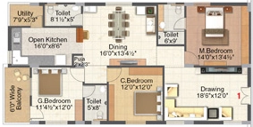 3 BHK Flat in Pranavas Lotus Park in Kondapur, Hyderabad - Image 907308