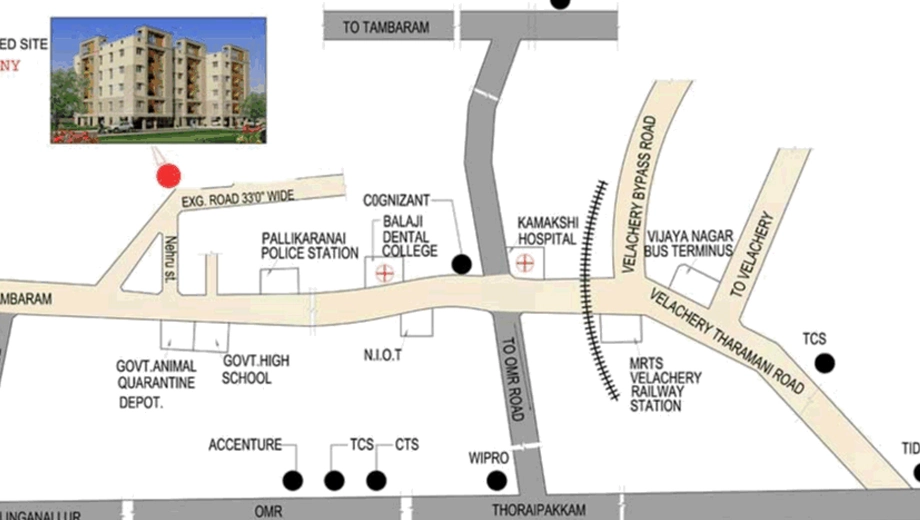 Location of Rajparis Harmony in Medavakkam, Chennai - Image 378065