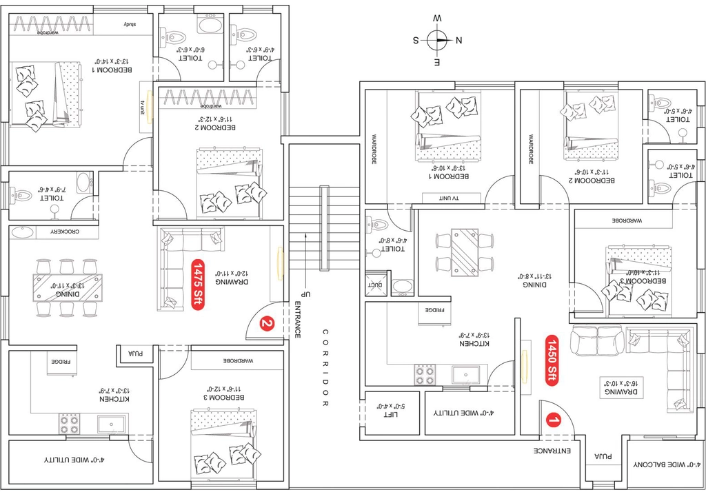 Floor Plan of Confident Parushurams Satya Pride in Hitech City, Hyderabad - Image 378443