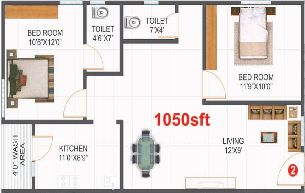 2 BHK Flat in Confident Vinayakas Harivillu in Hitech City, Hyderabad - Image 907367