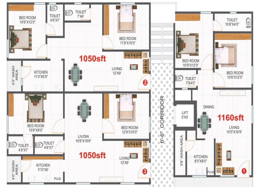 Floor Plan of Confident Vinayakas Harivillu in Hitech City, Hyderabad - Image 378450