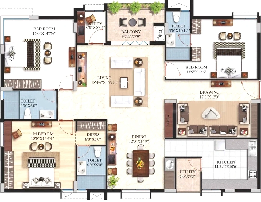 3 BHK Flat in Divine Babylon in Kondapur, Hyderabad - Image 907371