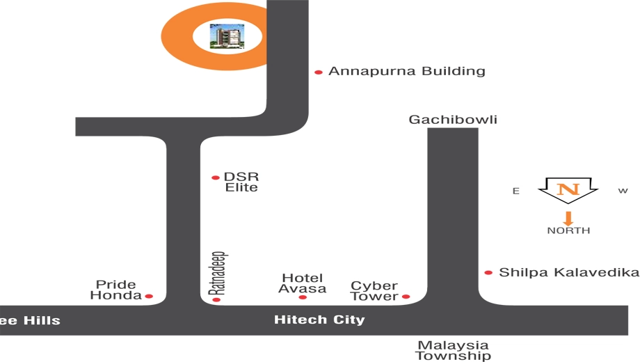 Location of GEM Scope Residency in Hafeezpet, Hyderabad - Image 378469