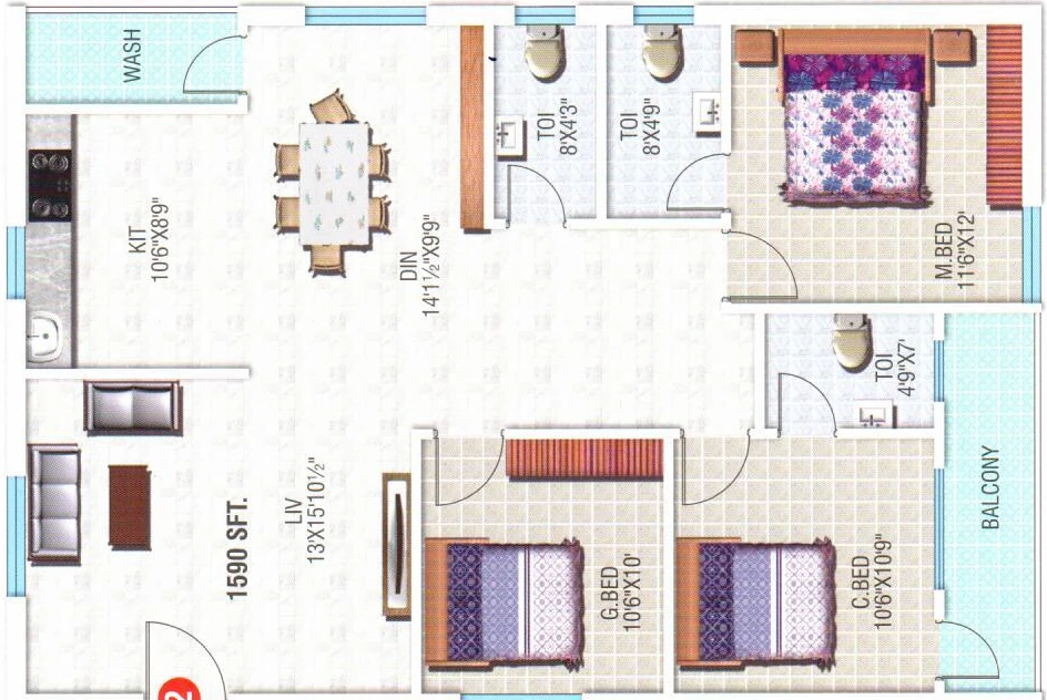 3 BHK Flat in Jyothis Lake View in Madhapur, Hyderabad - Image 907380