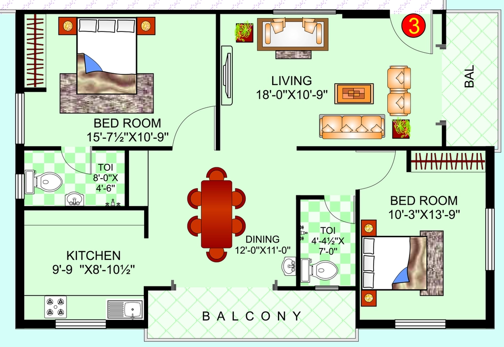2 BHK Flat in Koumudi Mansion in Kondapur, Hyderabad - Image 907384