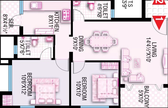 2 BHK Flat in Sri Sreenivasa Crescent Heights in Sholinganallur, Chennai - Image 907264