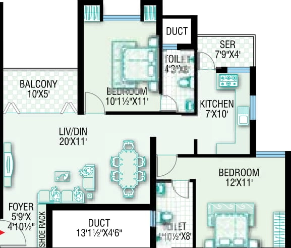 2 BHK Flat in Sri Sreenivasa Crescent Heights in Sholinganallur, Chennai - Image 907265