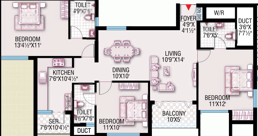3 BHK Flat in Sri Sreenivasa Crescent Heights in Sholinganallur, Chennai - Image 907267
