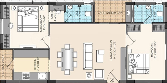 2 BHK Flat in S Square Urvi Residency in Kondapur, Hyderabad - Image 907385