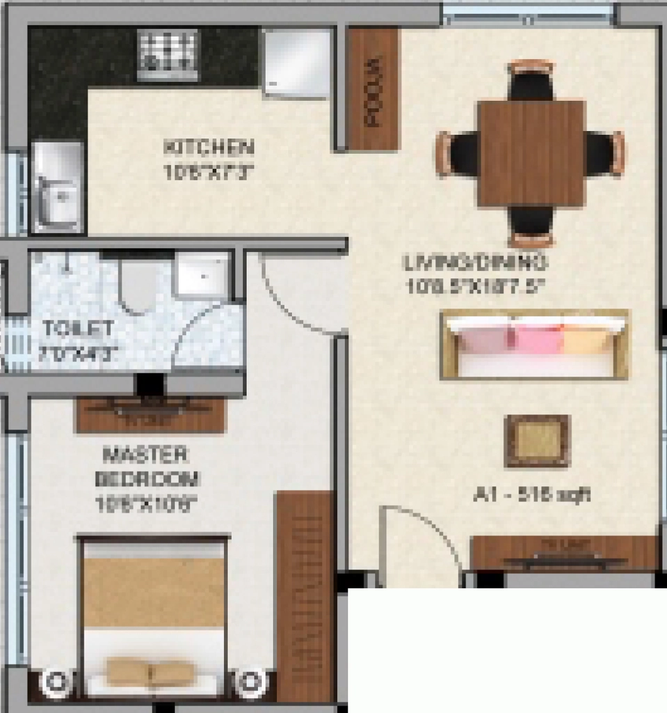 1 BHK Flat in Dharshini LTS Enclave in Thiruvanmiyur, Chennai - Image 907290
