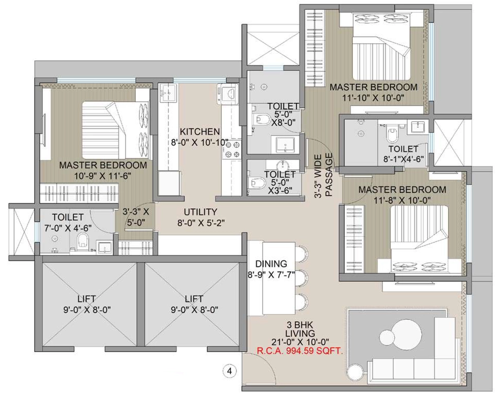 3 BHK Flat in Navkar Elegance in Andheri West, Mumbai - Image 908365