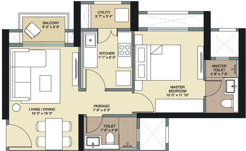 1 BHK Flat in Hiranandani Golden Willows in Panvel, Navi Mumbai - Image 907299