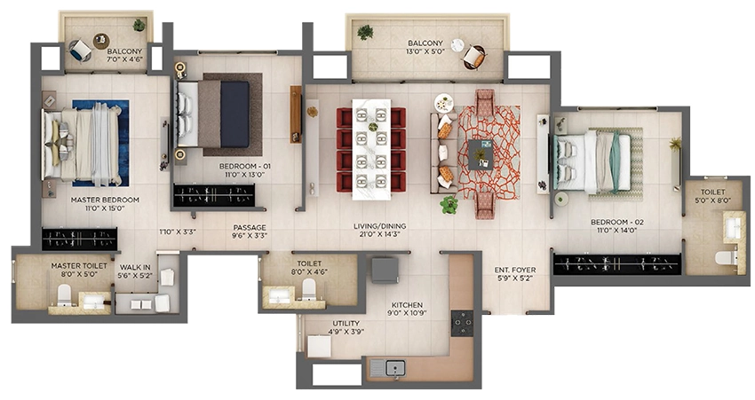 3 BHK Flat in Hiranandani Golden Willows in Panvel, Navi Mumbai - Image 907302