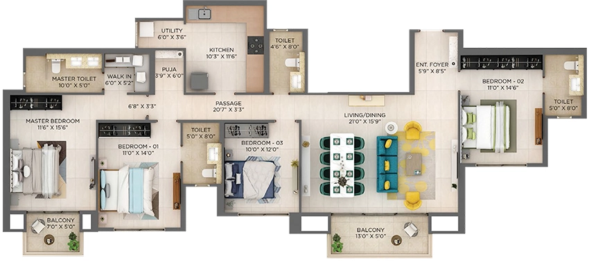4 BHK Flat in Hiranandani Golden Willows in Panvel, Navi Mumbai - Image 907303