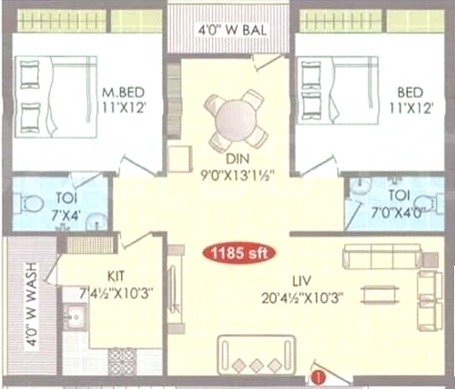 2 BHK Flat in Sri Sai Jyothika in Kondapur, Hyderabad - Image 907407