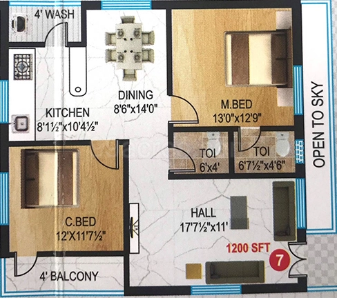 2 BHK Flat in Teja Homes in Kondapur, Hyderabad - Image 907454